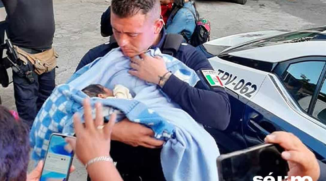 Bebe abandonado lo rescatan autoridades en Edomex.