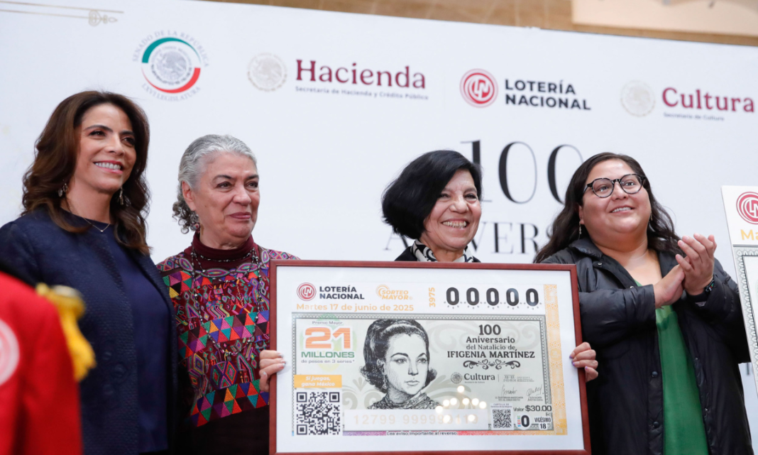 Lotería Nacional lanza billete conmemorativo por el centenario de Ifigenia Martínez